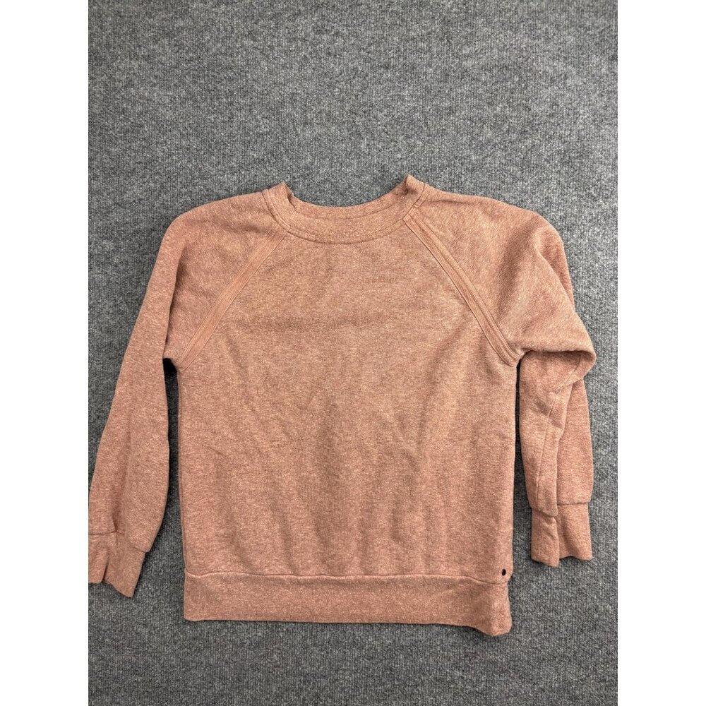 PrAna Sweatshirt Womens Small Pink Fleece Raglan Crewneck Back Pleat Pullover
